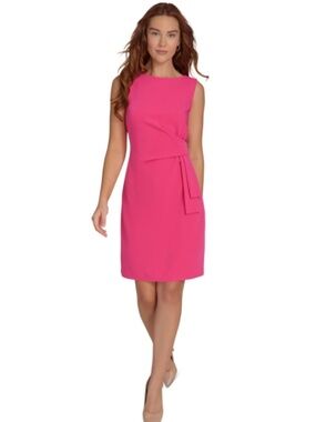 Tommy Hilfiger Petite Side-Drape Sleeveless Sheath Dress - Hot Pink NWT